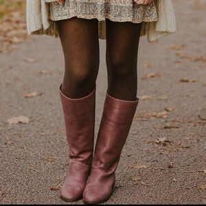 VTG Eddie Bauer Leather Tall Boots Expedition Warm Canada Plum Purple Size 6.5